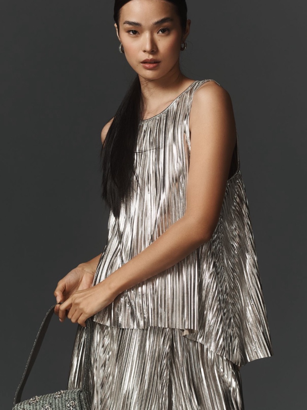 NWOT $78 Pleated Shine Tank by Anthropologie Size Large